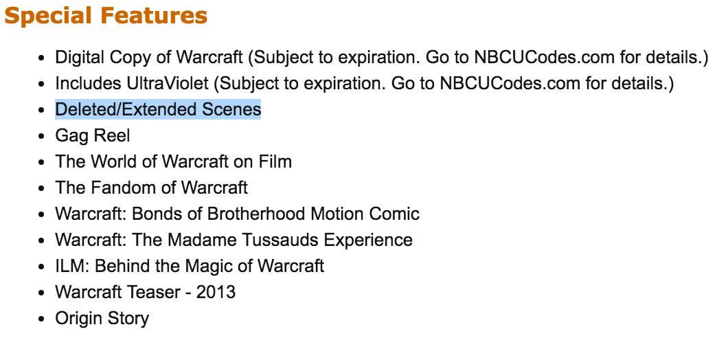 魔兽电影蓝光发售日期9月27日时长246分钟